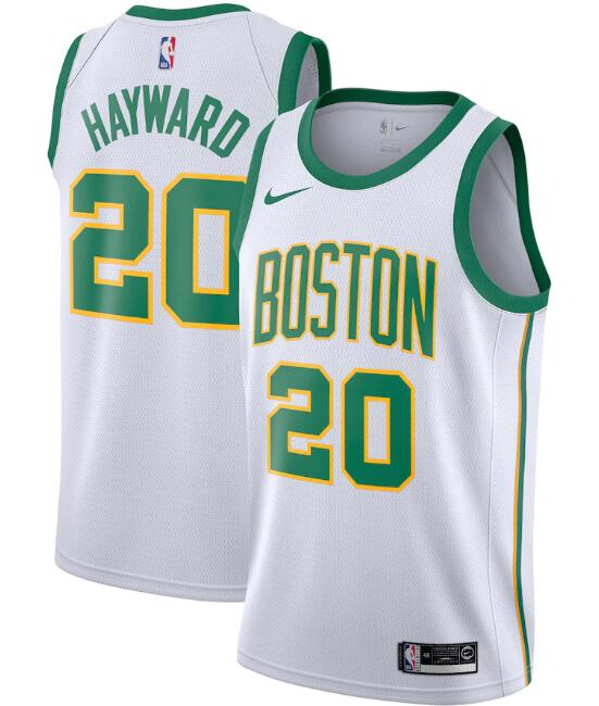 Men's Boston Celtics #20 Gordon Hayward White City Edition Swingman Stitched Jersey