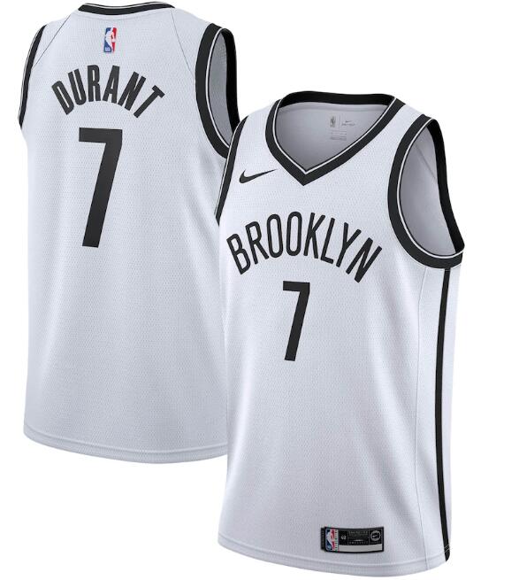 Men's Brooklyn Nets #7 Kevin Durant White Association Edition Swingman Stitched Jersey
