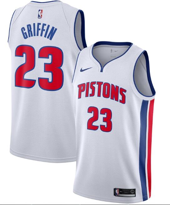 Men's Detroit Pistons #23 Blake Griffin White Association Edition Stitched Swingman Jersey