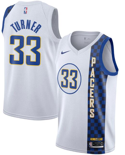 Men's Indiana Pacers #33 Myles Turner White City Edition Swingman Stitched Jersey