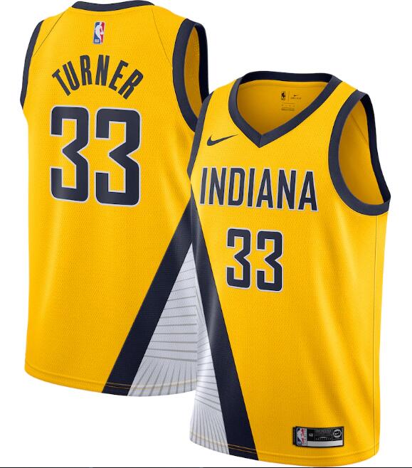 Men's Indiana Pacers #33 Myles Turner Yellow Statement Edition Swingman Stitched Jersey