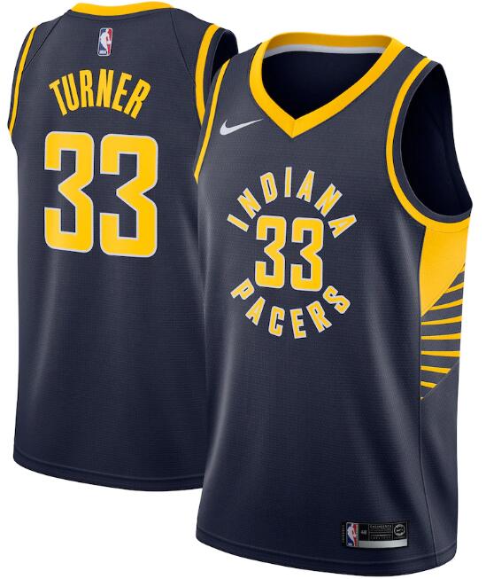 Men's Indiana Pacers #33 Myles Turner Navy Icon Edition Swingman Stitched Jersey
