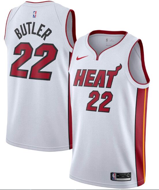 Men's Miami Heat #22 Jimmy Butler White Association Edition Swingman Stitched Jersey