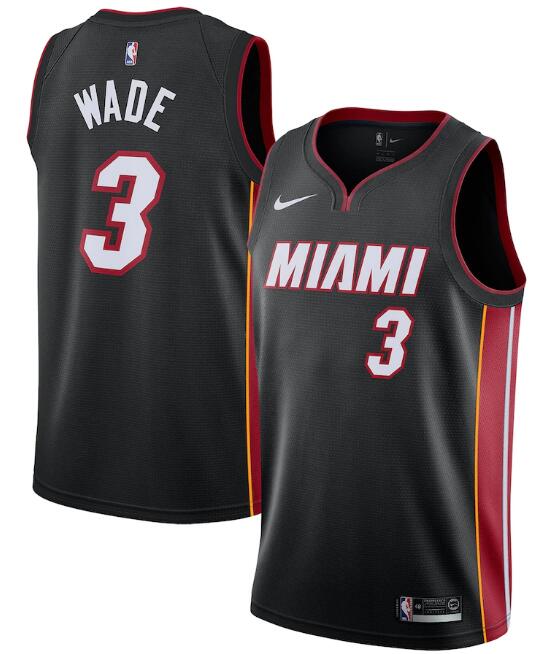 Men's Miami Heat #3 Dwyane Wade Black Icon Edition Swingman Stitched Jersey
