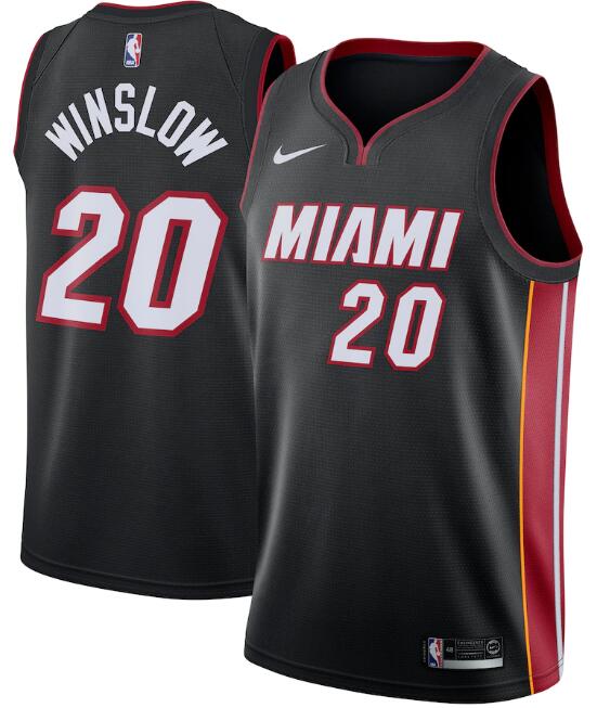 Men's Miami Heat #20 Justise Winslow Black Icon Edition Swingman Stitched Jersey