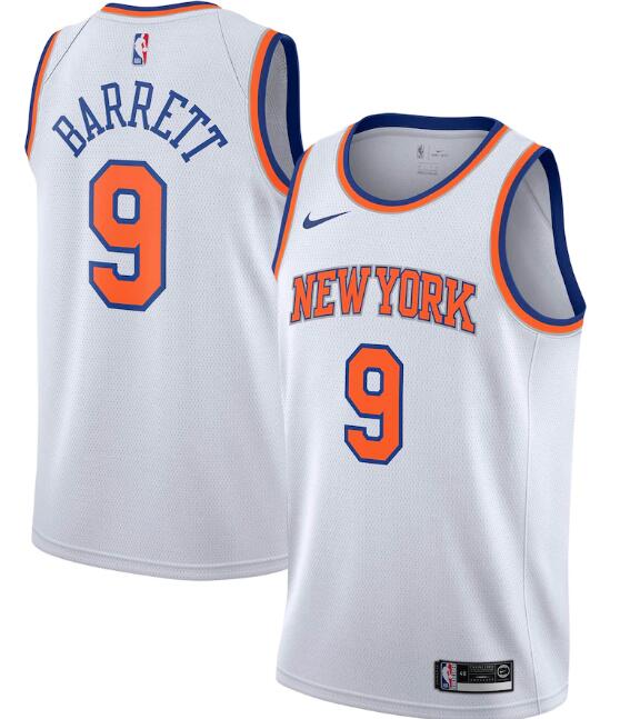 New Yok Knicks #9 R.J. Barrett White Stitched Swingman Jersey
