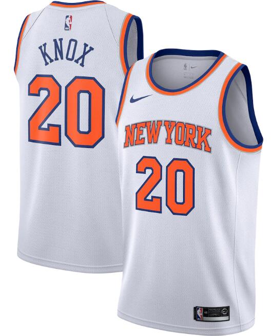 New Yok Knicks #20 Kevin Knox White Association Edition Stitched Swingman Jersey