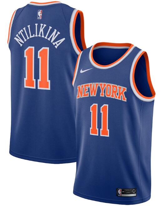 New Yok Knicks #11 Frank Ntilikina Blue Icon Edition Stitched Swingman Jersey
