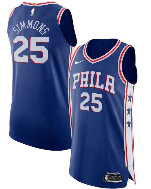 Men's Philadelphia 76ers #25 Ben Simmons Royal Icon Edition Stitched Jersey