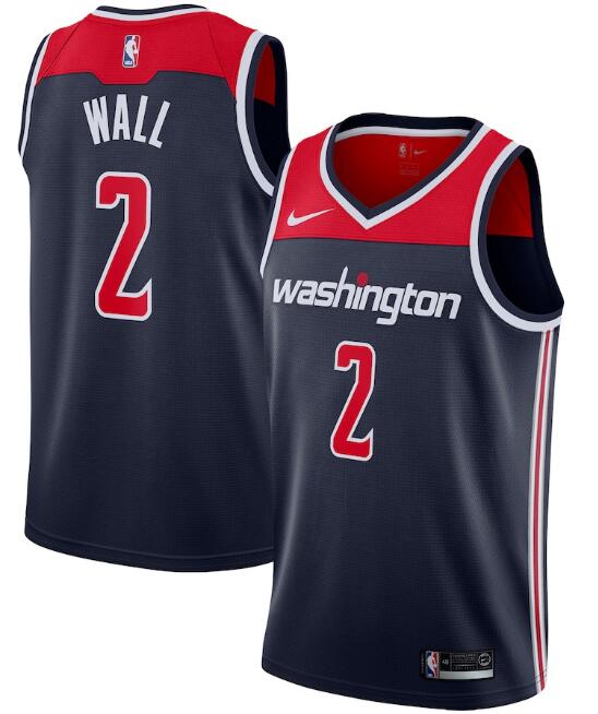 Men's Washington Wizards #2 John Wall Navy Statement Edition Stitched Jersey