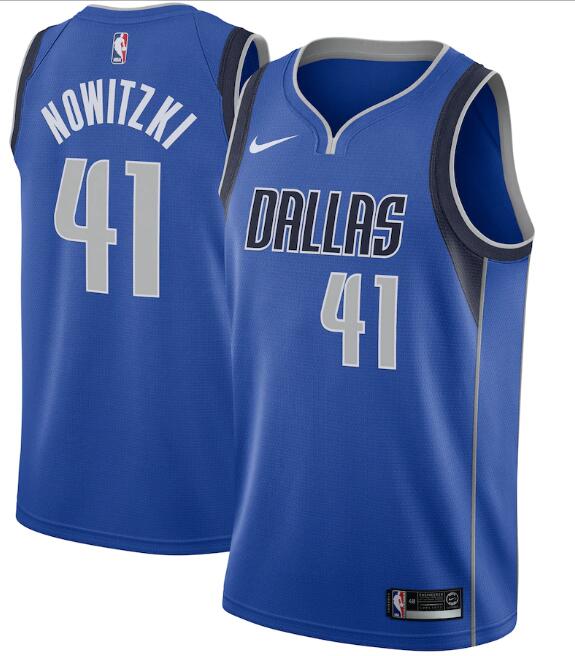 Men's Dallas Mavericks #41 Dirk Nowitzki Blue Stitched Jersey