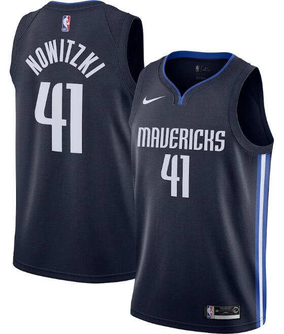 Men's Dallas Mavericks #41 Dirk Nowitzki Navy Statement Edition Stitched Jersey