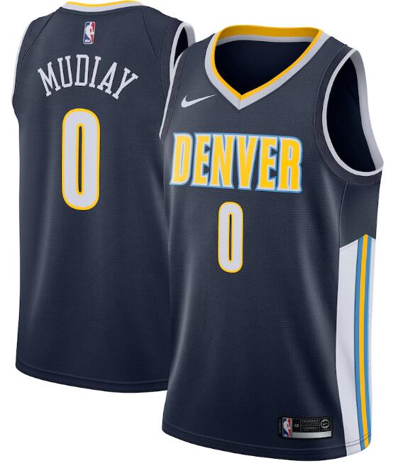 Men's Denver Nuggets #0 Emmanuel Mudiay Navy Icon Edition Stitched Jersey