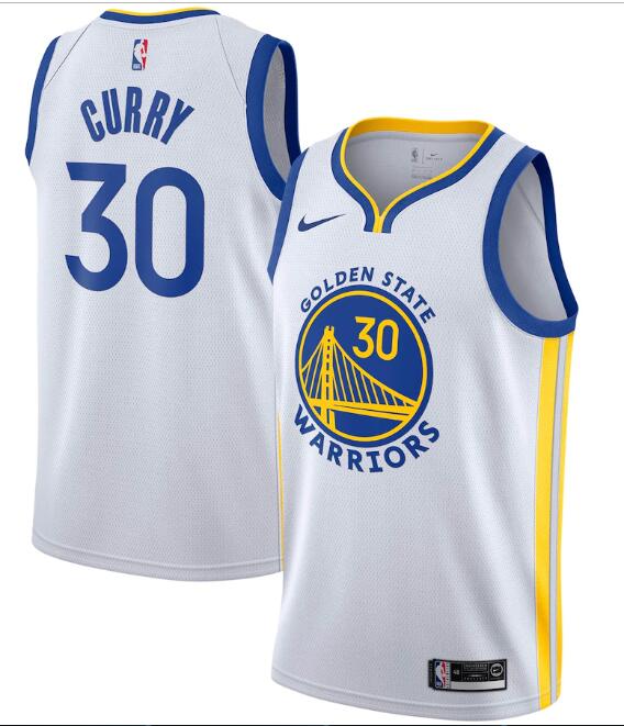 Men's Golden State Warriors #30 Stephen Curry White Association Edition Stitched Jersey