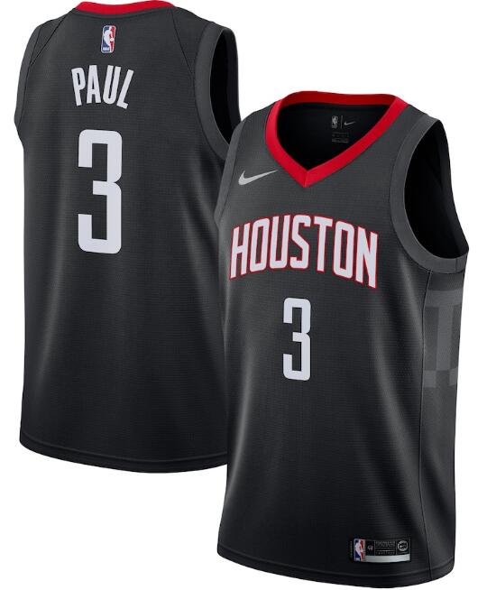 Men's Houston Rockets #3 Chris Paul Black Statement Edition Swingman Stitched Jersey