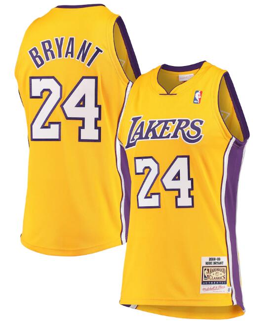 Men's Los Angeles Lakers #24 Kobe Bryant Mitchell & Ness Gold Hardwood Classics Stitched Jersey