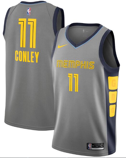 Men's Memphis Grizzlies #11 Mike Conley Grey City Edition Stitched Swingman Jersey