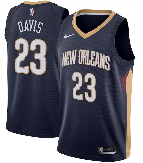 Men's New Orleans Pelicans #23 Anthony Davis Navy Icon Edition Stitched Jersey