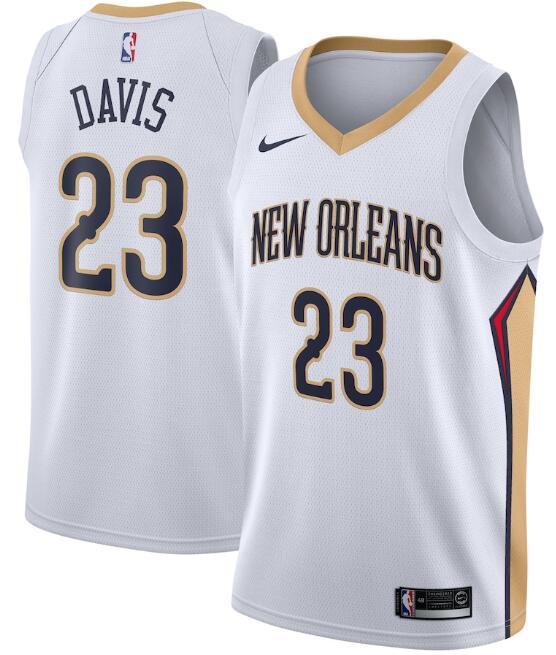 Men's New Orleans Pelicans #23 Anthony Davis White Association Edition Stitched Jersey