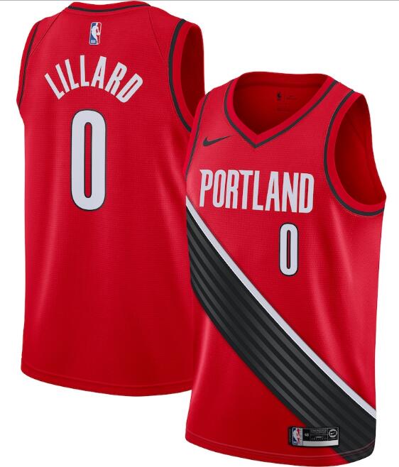 Men's Portland Trail Blazers #0 Damian Lillard Red Statement Edition Stitched Jersey
