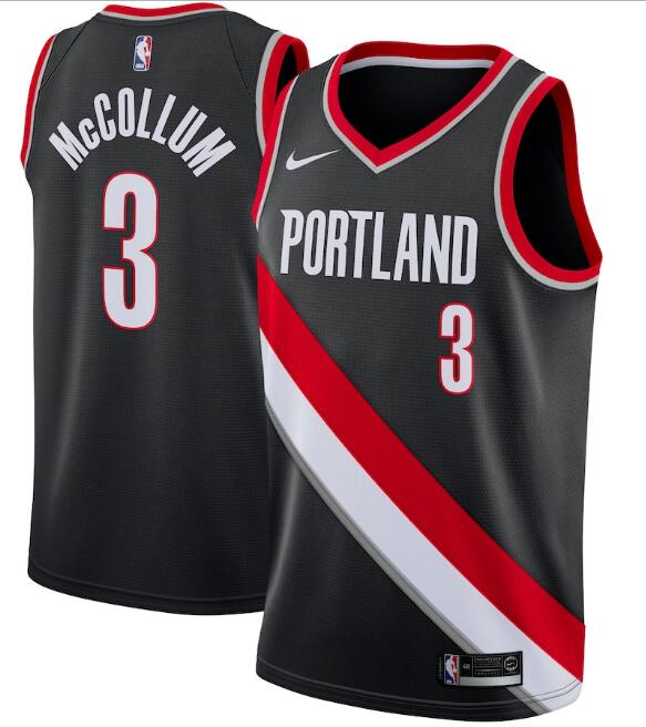 Men's Portland Trail Blazers #3 C.J. McCollum Black Icon Edition Stitched Jersey