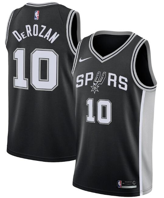 Men's San Antonio Spurs #10 DeMar DeRozan Black Icon Edition Swingman Stitched Jersey