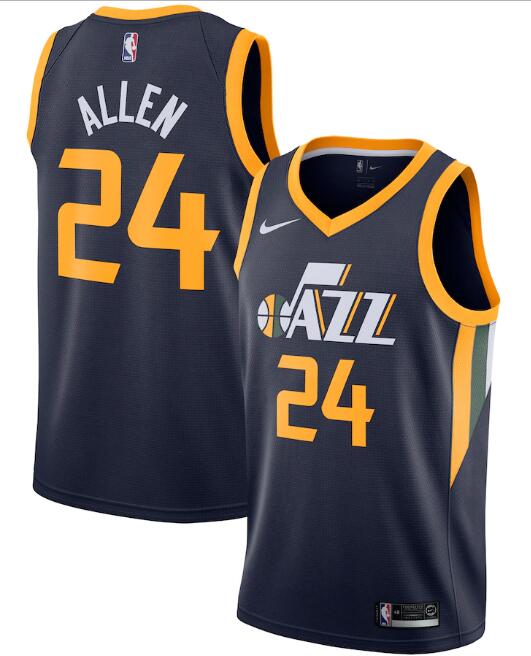 Men's Utah Jazz #24 Grayson Allen Navy Icon Edition Swingman Stitched Jersey