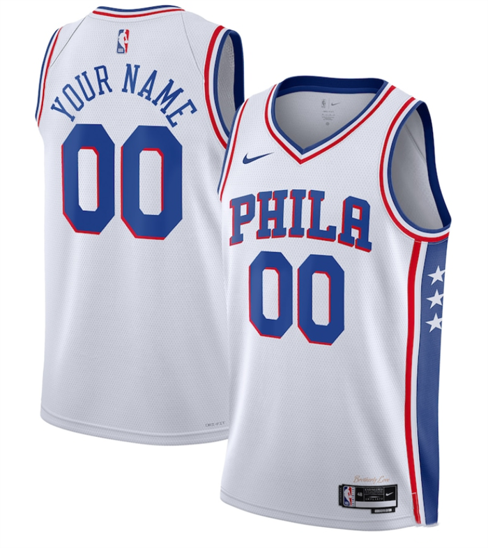 Youth Philadelphia 76ers Active Player Custom White Association Edition Swingman Stitched Jersey