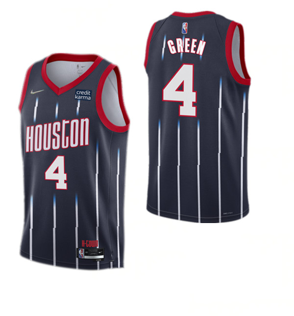 Men's Houston Rockets #4 Jalen Green 2021/22 City Edition 75th Anniversary Navy Stitched Basketball Jersey
