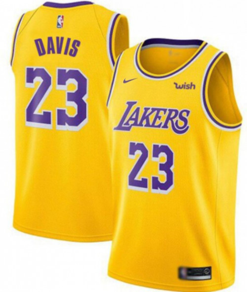 Men's Los Angeles Lakers #23 Anthony Davis Yellow Stitched NBA Jersey