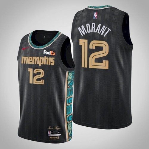 Men's Memphis Grizzlies #12 Ja Morant Black City Edition Stitched NBA Jersey