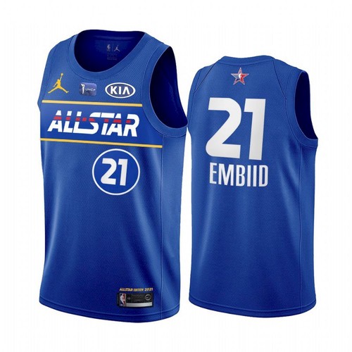 Men's 2021 All-Star #21 Joel Embiid Blue Eastern Conference Stitched NBA Jersey