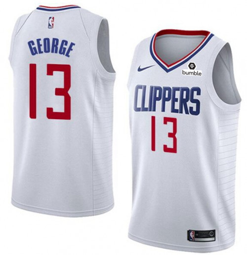 Men's Los Angeles Clippers #13 Paul George White Stitched NBA Jersey
