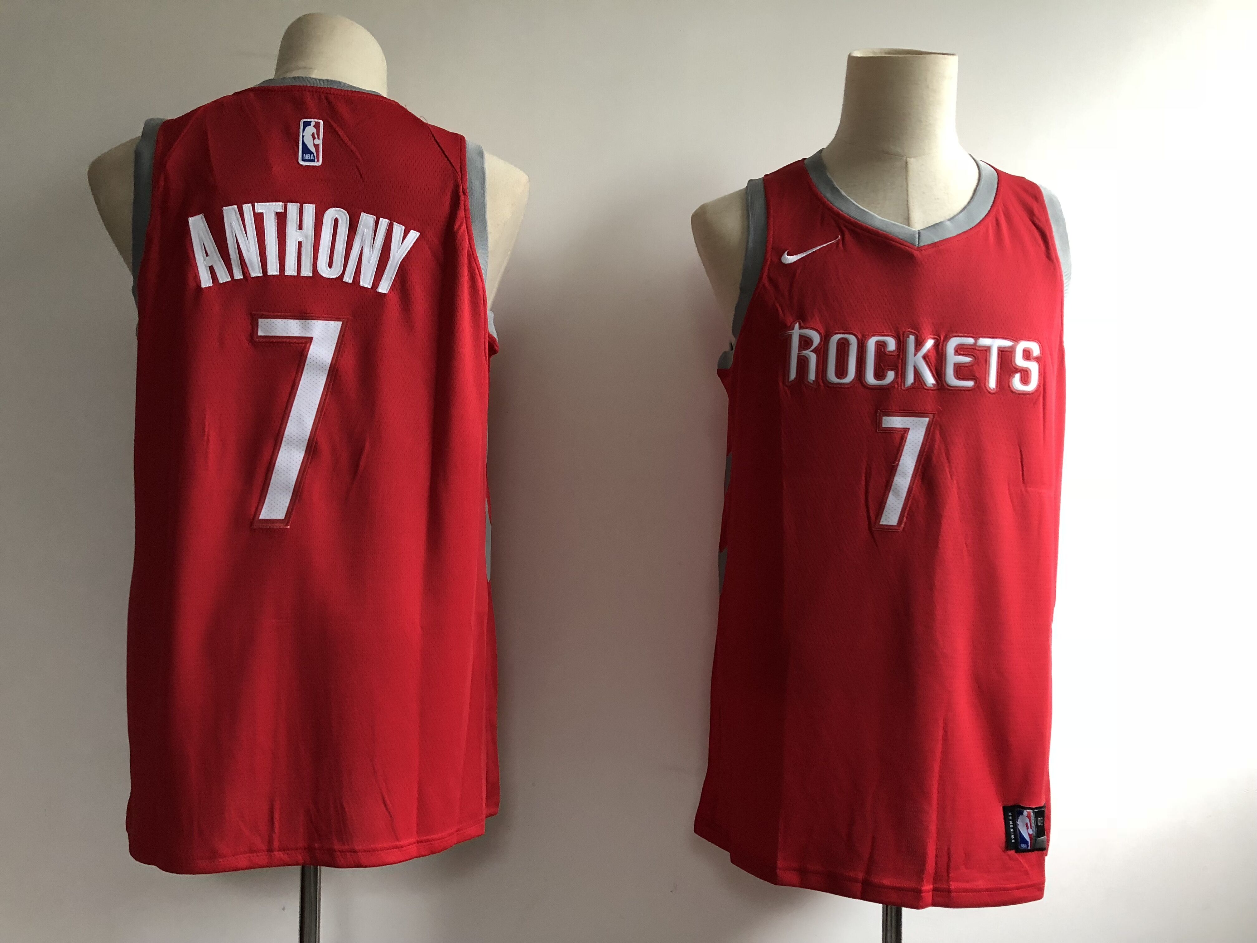 Men's Houston Rockets #7 Carmelo Anthony Red Swingman Stitched NBA Jersey