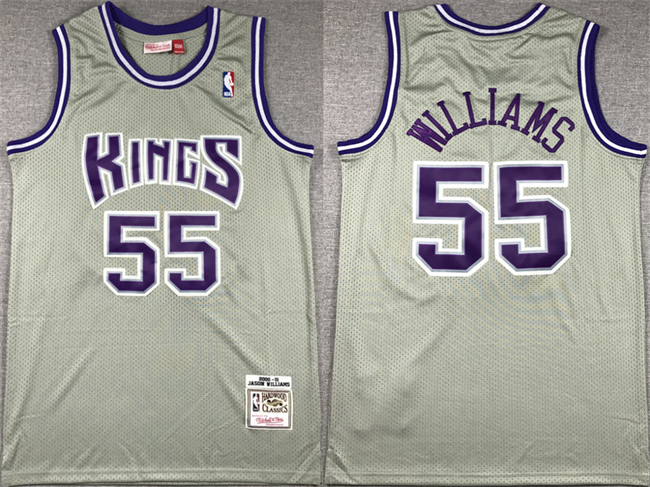 Men's Sacramento Kings #55 Jason Williams Grey 2000-01 Throwback Stitched Jersey