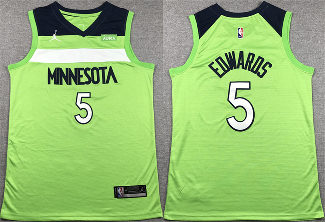 Men's Minnesota Timberwolves #5 Anthony Edwards Green Stitched Jersey