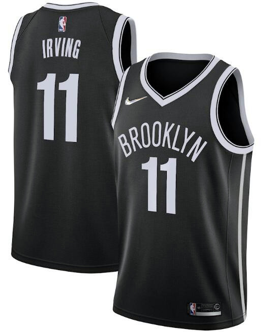 Men's Brooklyn Nets #11 Kyrie Irving 75th Anniversary Black Stitched Basketball Jersey