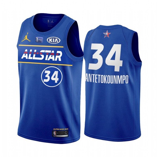 Men's 2021 All-Star Bucks #34 Giannis Antetokounmpo Blue Eastern Conference Stitched NBA Jersey