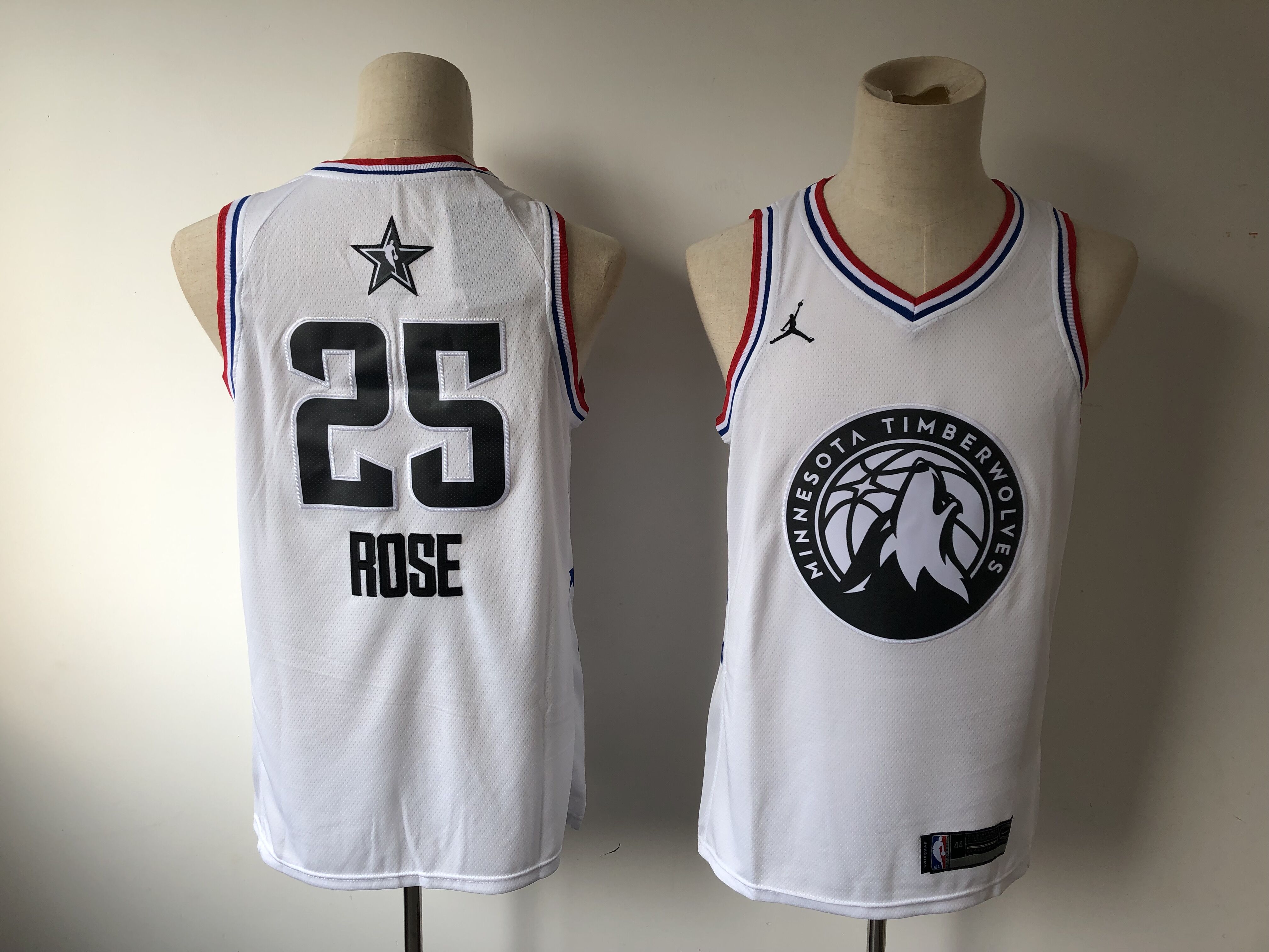 Men's Minnesota Timberwolves #25 Derrick Rose White 2019 NBA All Star Stitched NBA Jersey