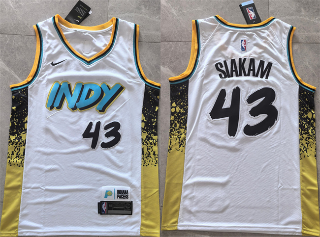 Men's Indiana Pacers #43 Pascal Siakam White 2025 City Edition  Stitched Basketball Jersey