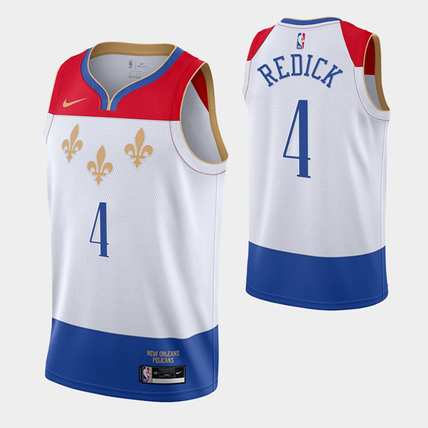 Men's New Orleans Pelicans #4 J.J. Redick 2020 White City Edition Stitched Jersey