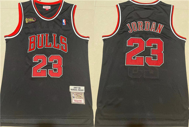 Men's Chicago Bulls #23 Michael Jordan Black 1997-98 Throwback Stitched Jersey