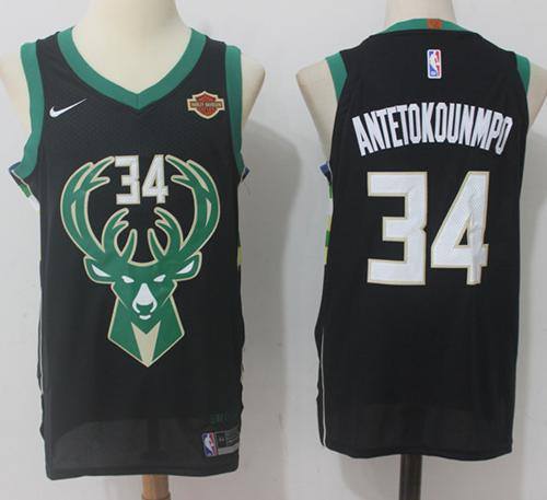Men's Milwaukee Bucks #34 Giannis Antetokounmpo Black Swingman Stitched NBA Jersey