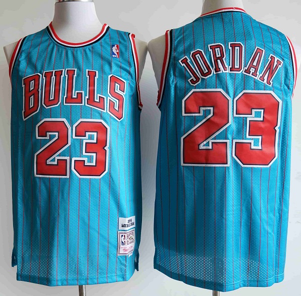 Men's Chicago Bulls #23 Michael Jordan Blue Mitchell & Ness 1995-96 Hardwood Classics Reload Swingman Throwback Stitched Jersey