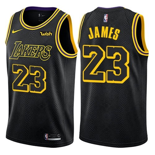Men's Los Angeles Lakers #23 LeBron James Black City Edition Swingman Stitched NBA Jersey