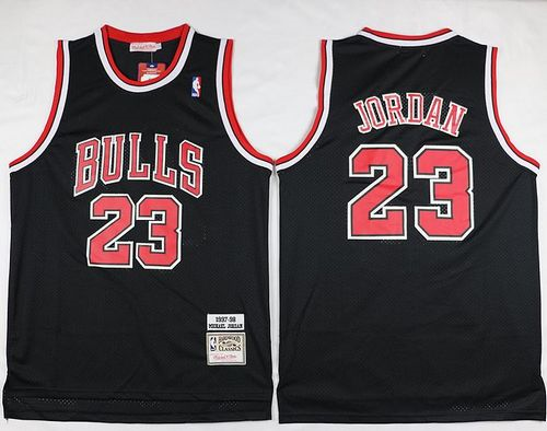 Men's Chicago Bulls #23 Michael Jordan Black Throwback Stitched NBA Jersey