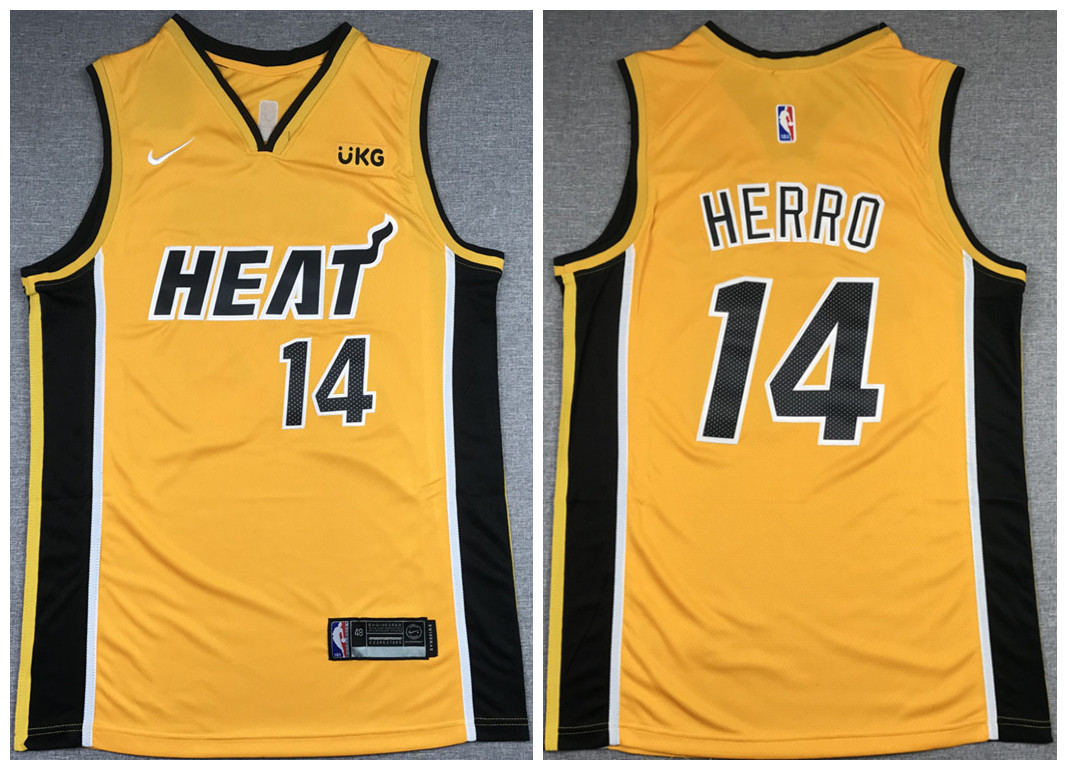 Men's Miami Heat #14 Tyler Herro Gold Stitched NBA Jersey
