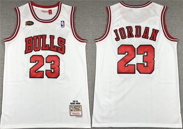Men's Chicago Bulls #23 Michael Jordan White 1997-98 Stitched Jersey