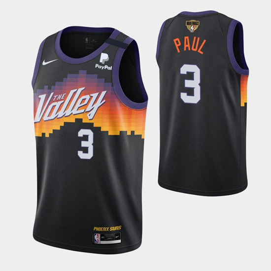 Men's Phoenix Suns #3 Chris Paul 2021 Black NBA Finals City Edition Stitched Jersey