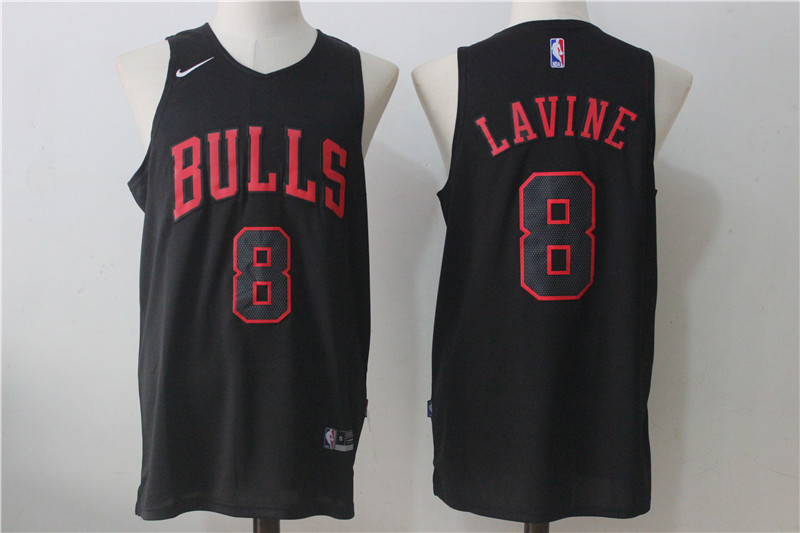 Men's Chicago Bulls #8 Zach LaVine Black Nike Fashion Stitched NBA Jersey
